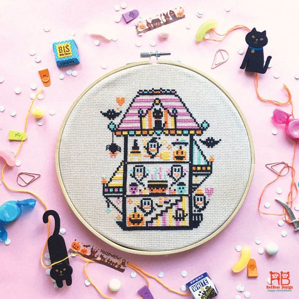 Halloween cross stitch patterns Spooky cross stitch Pumpkin cross stitch chart Funny cross stitch Modern crossstitch -Spooky Halloween House