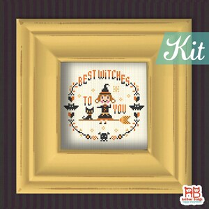 Witches cross stitch Halloween cross stitch patterns Counted cross stitch Easy Halloween DIY Kit Embroidery Kit Best Witches To You image 4