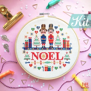 Christmas cross stitch Kit. Nutcrackers cross stitch. Noel crossstitch. Christmas Embroidery design. Christmas needlpoint kit. DIY craft kit