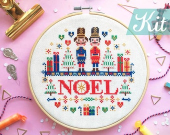 Christmas cross stitch Kit. Nutcrackers cross stitch. Noel crossstitch. Christmas Embroidery design. Christmas needlpoint kit. DIY craft kit