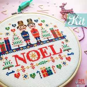 Christmas cross stitch Kit. Nutcrackers cross stitch. Noel crossstitch. Christmas Embroidery design. Christmas needlpoint kit. DIY craft kit image 2