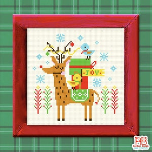 Christmas cross stitch pattern Merry Christmas Deer n Friends Modern cross stitch pattern PDF Instant download image 2