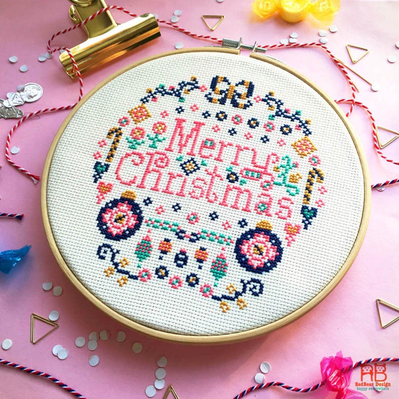 Christmas cross stitch pattern , Christmas embroidery pattern , Modern cross stitch, punto de cruz, Christmas needlepoint Sweet Christmas image 3