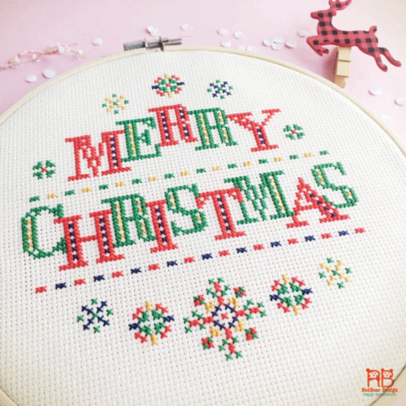 Cross stitch,Christmas cross stitch pattern,Xmas cross stitch sampler,Modern Christmas decoration diy Christmas ideas for woman,cross-stitch image 2