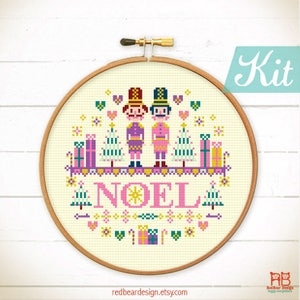 Christmas cross stitch Kit. Nutcrackers cross stitch. Noel crossstitch. Christmas Embroidery design. Christmas needlpoint kit. DIY craft kit image 5