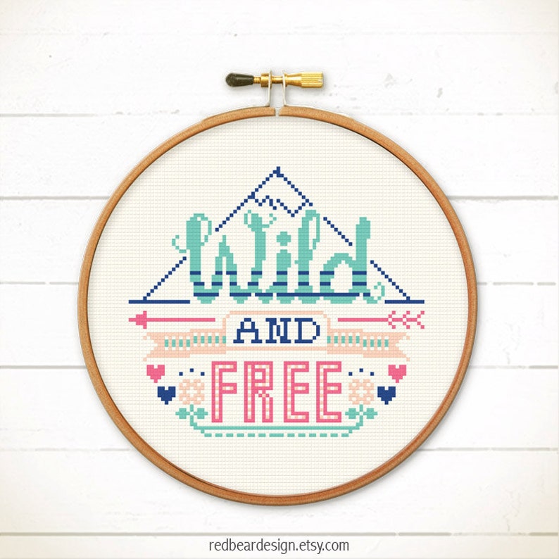 modern cross stitch, Wild and Free cross stitch pattern by Red bear Design image 2