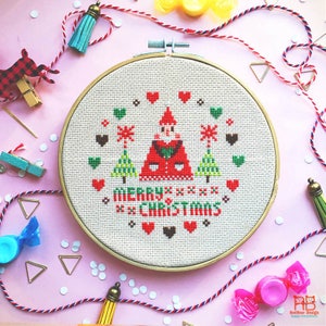 Christmas cross stitch pattern PDF Modern cross stitch Christmas Embroidery design Embroidery pattern PDF Funny cross stitch Point de croix image 1