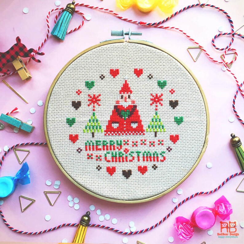 Christmas cross stitch pattern PDF Modern cross stitch Christmas Embroidery design Embroidery pattern PDF Funny cross stitch Point de croix image 1