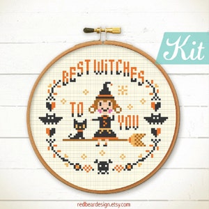 Witches cross stitch Halloween cross stitch patterns Counted cross stitch Easy Halloween DIY Kit Embroidery Kit Best Witches To You image 3