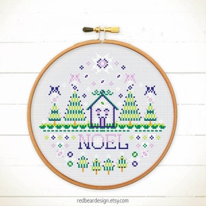 Christmas cross stitch pattern Modern embroidery designs Cross stitch pattern PDF Handmade Wall art Christmas Home Decor Noel Christmas II image 3