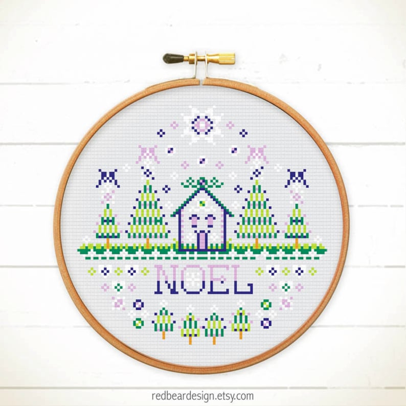 Christmas cross stitch pattern Modern embroidery designs Cross stitch pattern PDF Handmade Wall art Christmas Home Decor Noel Christmas II image 3