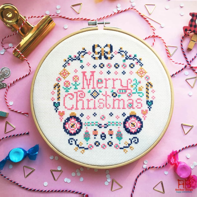 Christmas cross stitch pattern , Christmas embroidery pattern , Modern cross stitch, punto de cruz, Christmas needlepoint Sweet Christmas image 1