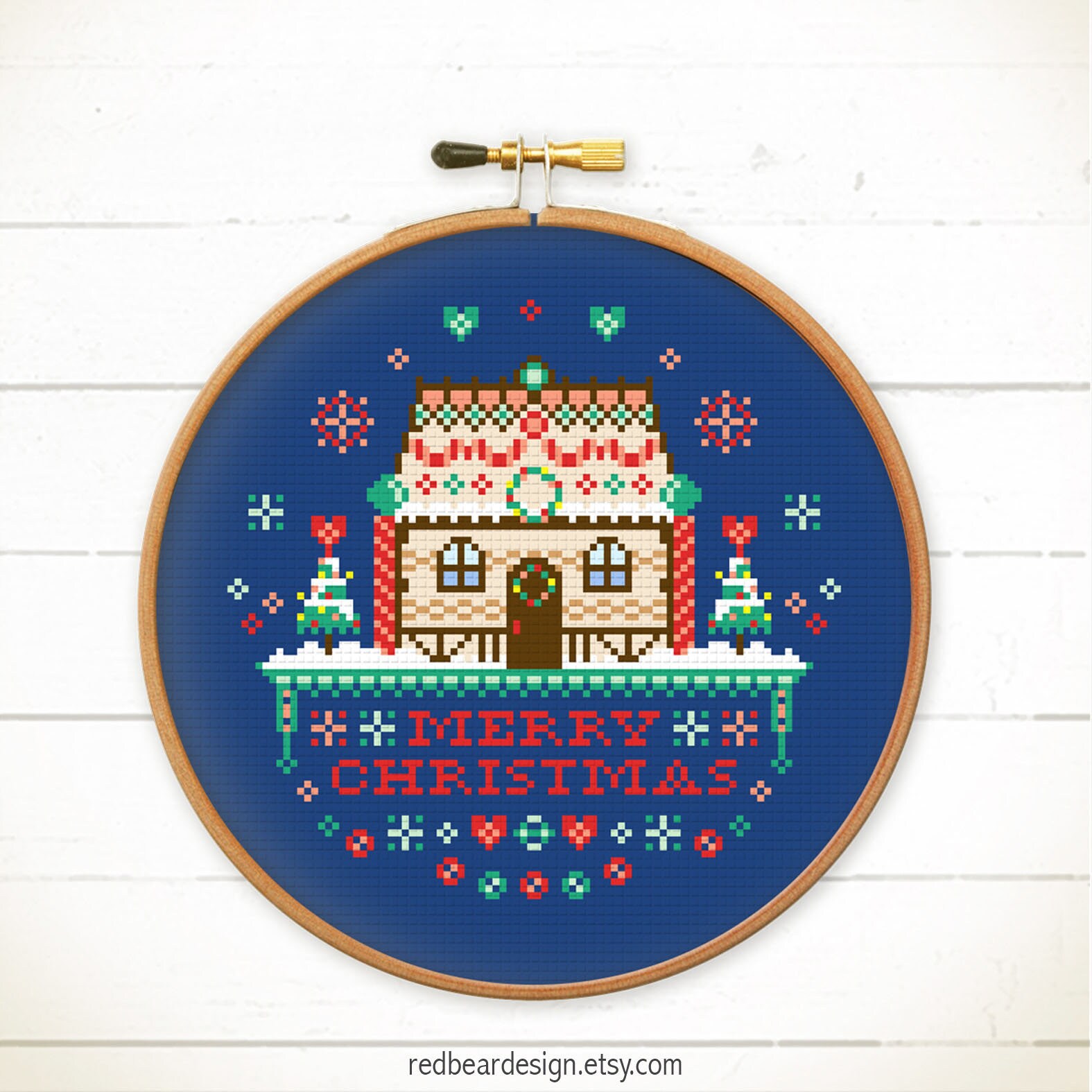 Christmas house cross stitch gingerbread house cross stitch | Etsy