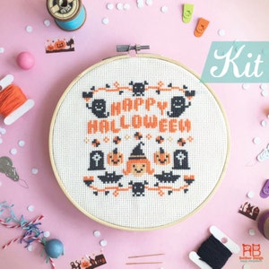 Lustige Kreuzstich-Kit. Halloween Kreuzstich. Gruselige Kreuzstich. Heiligtümer Eva. Moderne Kreuzstich-Kit für Anfänger. Lustige Halloween DIY