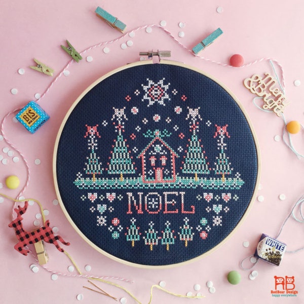 Christmas cross stitch pattern Modern embroidery designs Cross stitch pattern PDF Handmade Wall art Christmas Home Decor Noel Christmas II