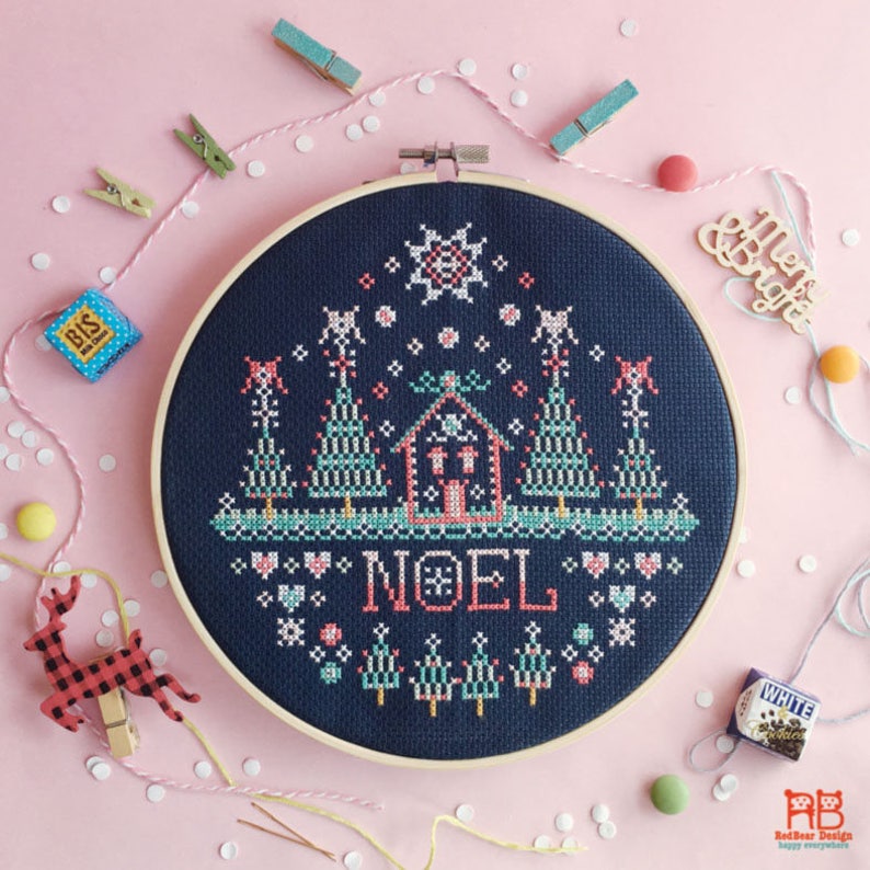 Christmas cross stitch pattern Modern embroidery designs Cross stitch pattern PDF Handmade Wall art Christmas Home Decor Noel Christmas II image 1