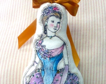 hand painted vintage doll - 1888 ball dress