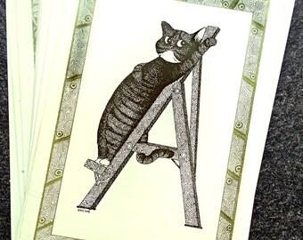 26 original postcards - cats alphabet by Evelyne Nicod - complete collection