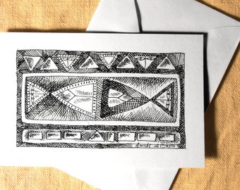 Original ink drawing, collectible art miniature