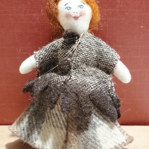 natural miniature doll - vintage style doll