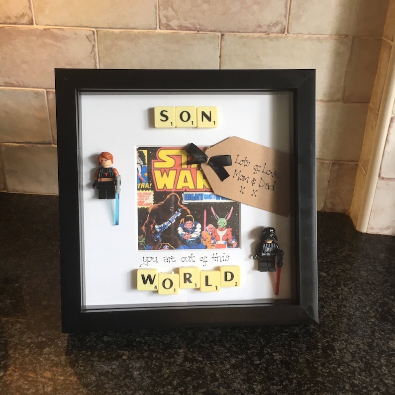 Christmas Personalised Great for Dads Grandads Fathers Gifts Birthday Sons Star Wars Darth Vader /& Luke Skywalker Frame Nephews