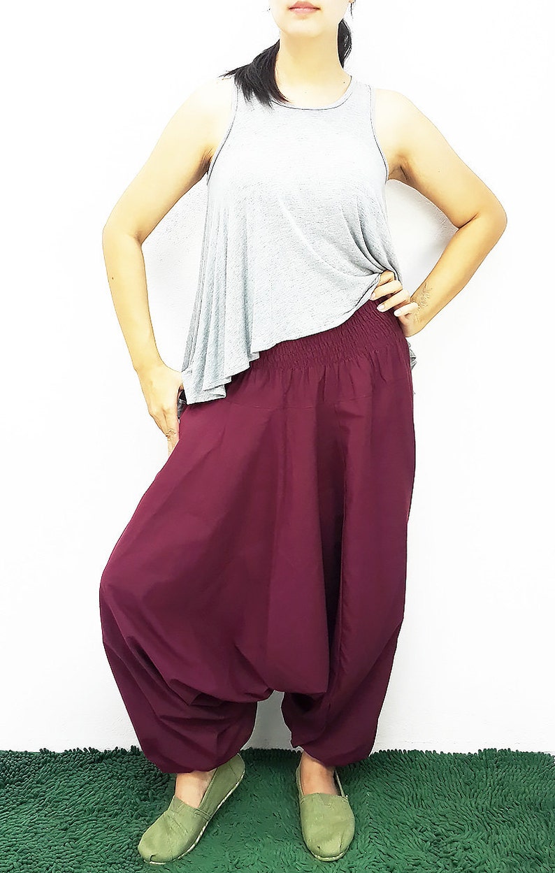 SALE!!!FROM 26.99 Harem Pants Unisex Carmine Trouser Drop Crotch Baggy GenieAladdinPants Trouser Yoga Boho Gypsy Hippie LoosePants Plussize