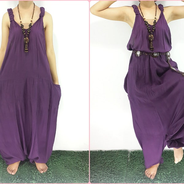Harem Jumper Pants Rayon Plum Hippie Jumpsuit Overalls Comfortable Thailand Maternity Casual Summer Colorful plus size Suspender