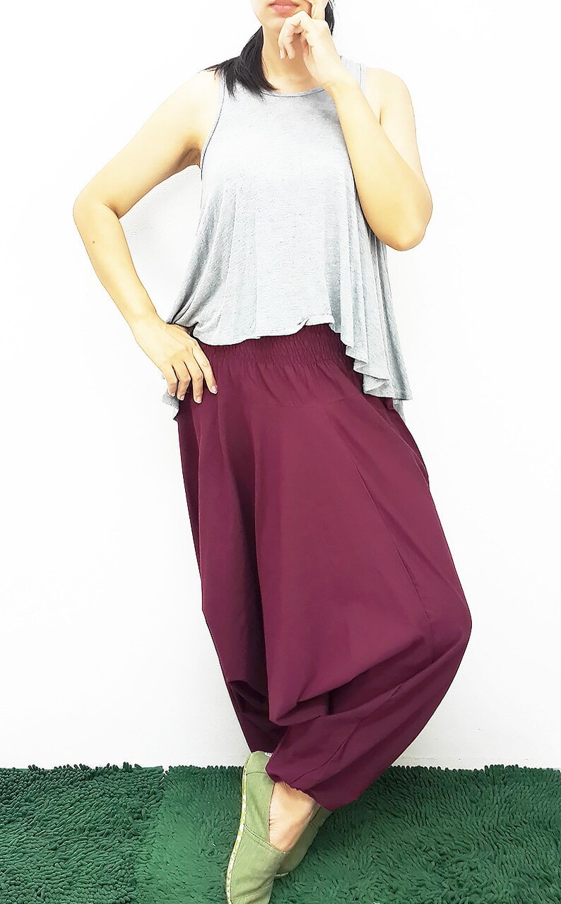 SALE!!!FROM 26.99 Harem Pants Unisex Carmine Trouser Drop Crotch Baggy GenieAladdinPants Trouser Yoga Boho Gypsy Hippie LoosePants Plussize
