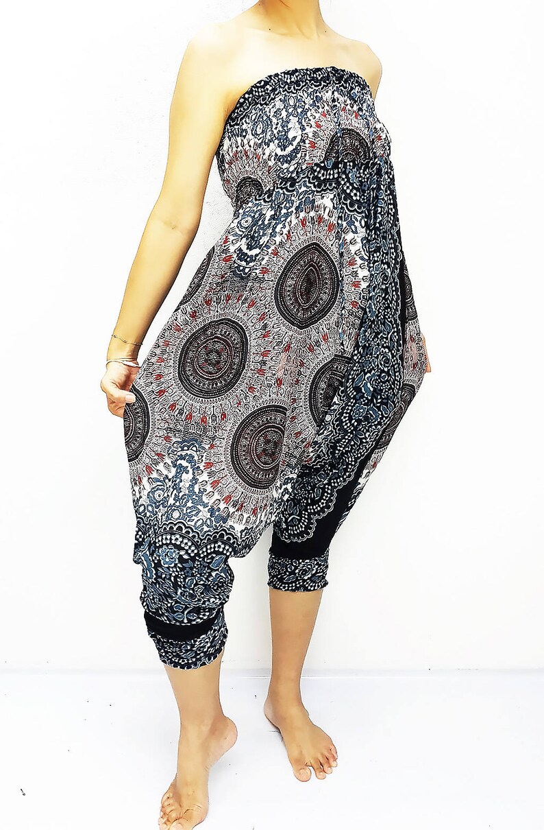 Harem Jumpsuit Jumper Rayon Hippie Aladdin pants Genie pants Drop crotch Yoga Pants Overalls Comfortable Casual Summer Colorful Suspender