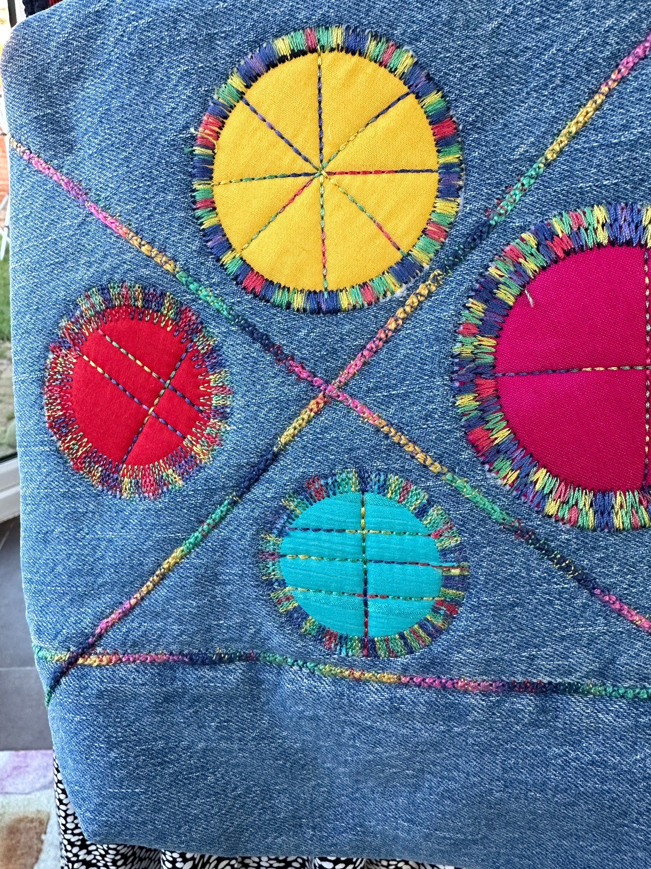 Upcycled Denim Heart Moon Bag