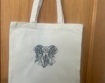 Embroidered bag for life/tote with Indian elephant