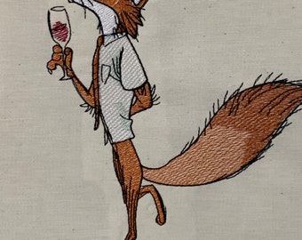 Bag for life, tote bag Mr Fox having wine