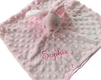 Personalised customised embroidered baby comforter bunny bear baby shower gift new baby gift