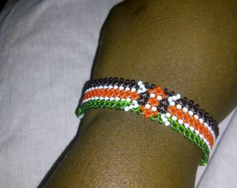 Pulsera con cuentas de la bandera de Kenia / Joyería de pulseras kenianas con cuentas / Pulseras con cuentas de moda Masaai con envío gratuito a todo el mundo