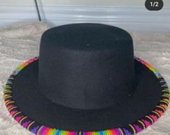 White fedora hat|cowboy hat|brim hat|summer hats|beaded hats with rainbow colors beads with free shipping worldwide