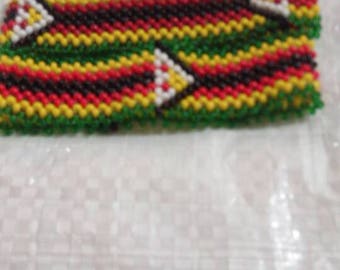 Beaded handmade Zimbabwe Flag colors maasai/masaai bracelet with free shipping