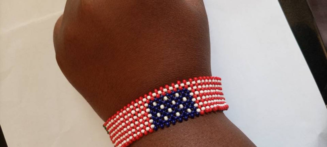 Kenya Flag/usa Flag Beaded Handmade Bracelet With Free Etsy