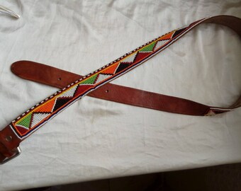 Maasai/Masai beaded handmade multicolored leather belt for men without a back cover with free shipping from Kenya