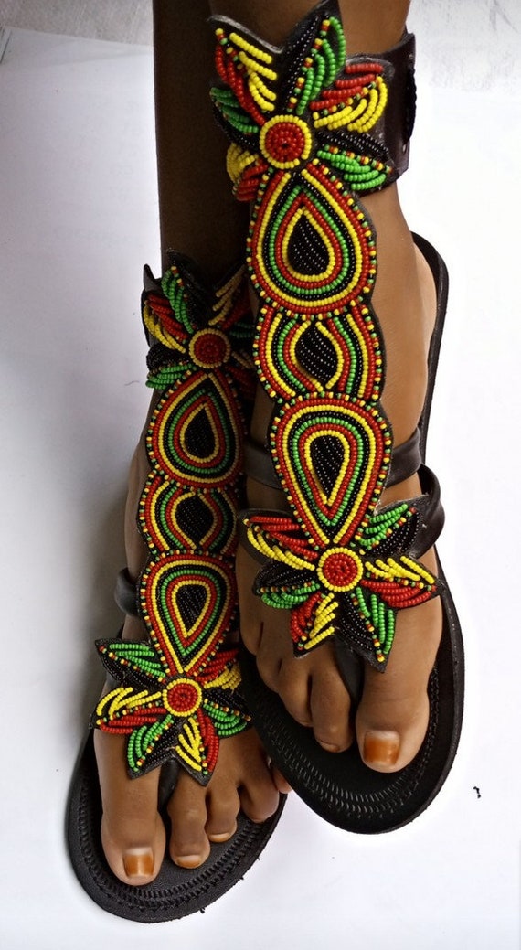Buy Reggea Colors Butterfly Beaded Gladiator Strapped Sandals With