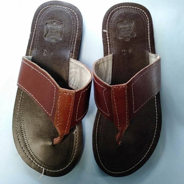 Brown leather men masaai, Masai, maasai slip on sandals with free shipping