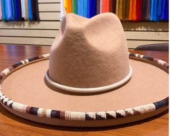 Beige handmade beaded fedora hats /cowboy hats|summer hats|brim hat with free shipping world wide