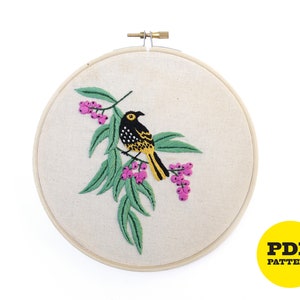 PDF Embroidery Pattern - Australian Honeyeater Download Pattern For Beginners