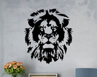 Silhouette Lion Wall Decal, Lion King Vinyl Sticker, Animals Safari Art Mural Kids Room, Interior Design, Lion Wall Decor Bedroom. MO48