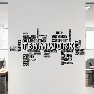 Teamwork Wall Decal Office, Wall Art Motivational Decor, Office Wall Sticker, Teamwork Inspirational Quote for Workplace, Vinyl Custom Logo