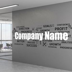 Large Custom Company Name Wall Decal, Motivational Sticker For Office, Customized Business Name Wall Decor for Workplace, Peel And Stick.