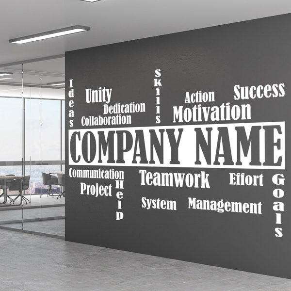Large Company Name Wall Decal for Office, Motivational Business Wall Decor, Customizable Letter Vinyl Sticker for Workplace, Inspirational