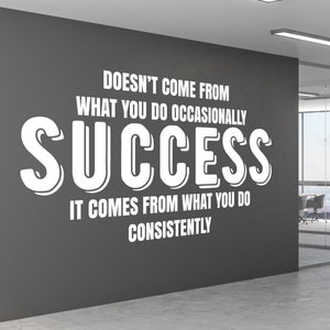 Large Success Wall Decal for Office, Wall Art Decor for Workplace, Motivational Vinyl Sticker for Home Office, Conference Room Decoration
