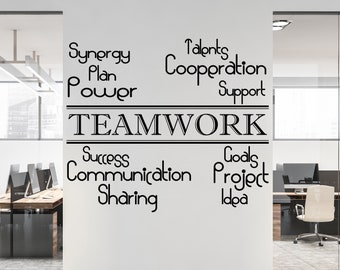 Large Teamwork Wall Decal for Office - Workspace Decor Vinyl Lettering Business - Motivational Art Sticker - Team Work Inspirational Quote