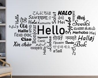 PLIGREAT „Hallo“ Wandtattoo In Vielen Sprachen – Vinyl-Aufkleber, 50x39 Cm, Abziehbar