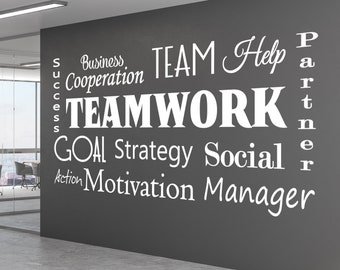 Large Teamwork Office Wall Art Decor, Office Wall Decal, Team work Values, Inspirational Quote for Workplace, Motivational Vinyl Sticker